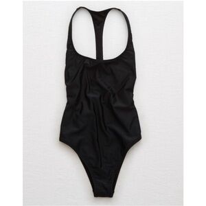 Aerie Black One Piece Cheekier Racerback Swim Suit Size Small